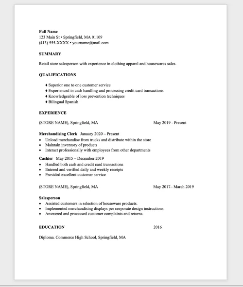 A sample resume