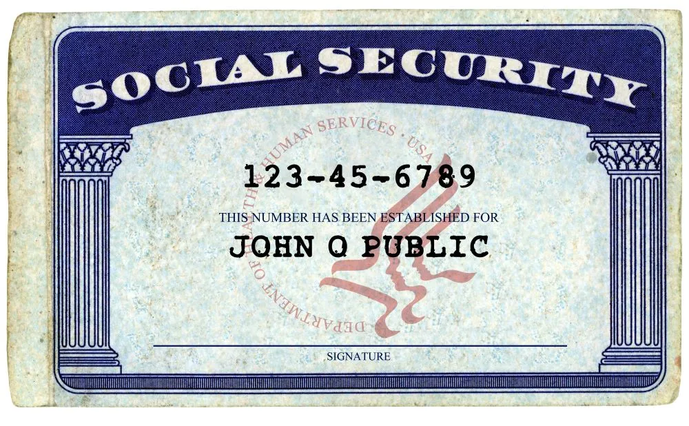 A sample Social Security card